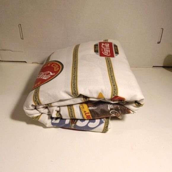 Vintage Y2K Coca-Cola Logo King Size Flat Sheet 108x104 - Picture 3 of 5